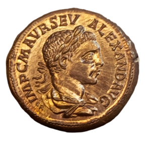 Reproduction de Monnaie Alexandre Sévère Liberalitas: Denier ou Aureus en Étain