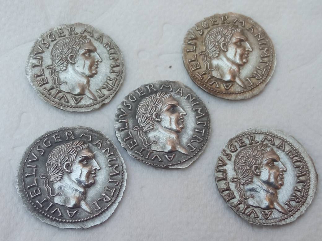 reproductions de monnaies antiques Vitellius denier gravure à la main au burin et marteau denarii monnaie coin Denarius – Image 5