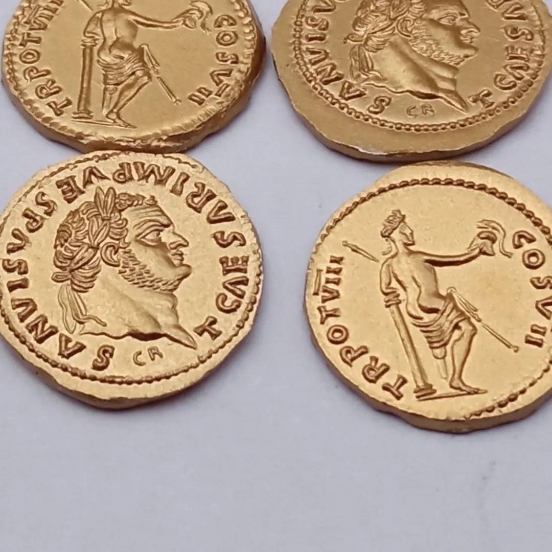reproductions de monnaies antiques aureus titus gravure à la main au burin et marteau denarii monnaie coin Denarius – Image 6