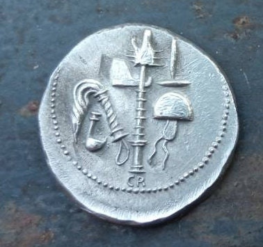 Julius Caesar Elephant Roman Civil War, Ancient Roman Empire Denarius Coin, Silver Plated Coin Replica, Reproduction Roman Coin – Image 4