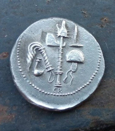 Julius Caesar Elephant Roman Civil War, Ancient Roman Empire Denarius Coin, Silver Plated Coin Replica, Reproduction Roman Coin – Image 8