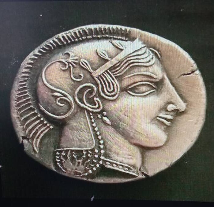 reproduction. coin 1 Decadrachme Tête d'Athéna casquée chouette reproduction en étain Attica Athens Decadrachme – Image 5