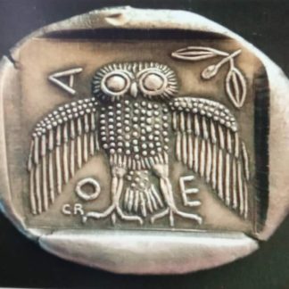 reproduction. coin 1 Decadrachme Tête d'Athéna casquée chouette reproduction en étain Attica Athens Decadrachme
