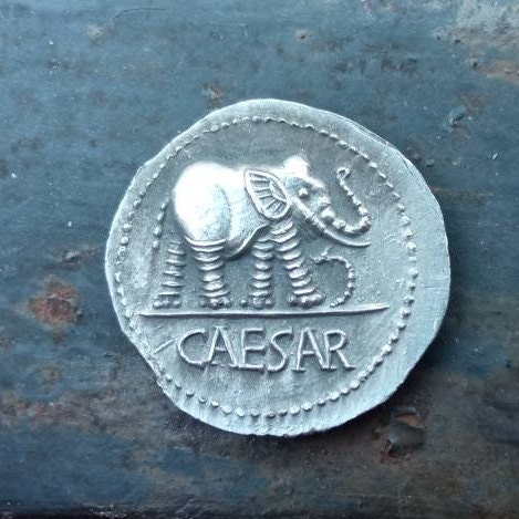 Julius Caesar Elephant Roman Civil War, Ancient Roman Empire Denarius Coin, Silver Plated Coin Replica, Reproduction Roman Coin – Image 2