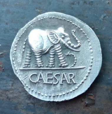 Julius Caesar Elephant Roman Civil War, Ancient Roman Empire Denarius Coin, Silver Plated Coin Replica, Reproduction Roman Coin – Image 7