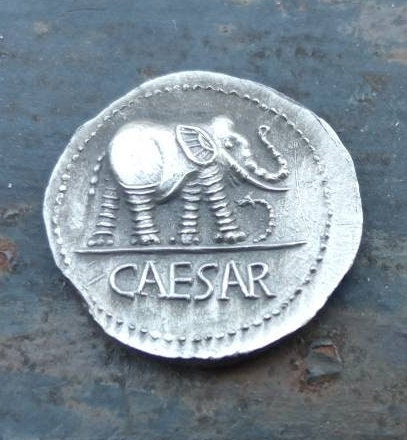 Julius Caesar Elephant Roman Civil War, Ancient Roman Empire Denarius Coin, Silver Plated Coin Replica, Reproduction Roman Coin – Image 9