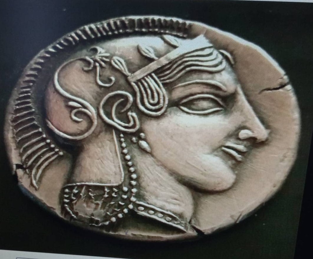 reproduction. coin 1 Decadrachme Tête d'Athéna casquée chouette reproduction en étain Attica Athens Decadrachme – Image 3