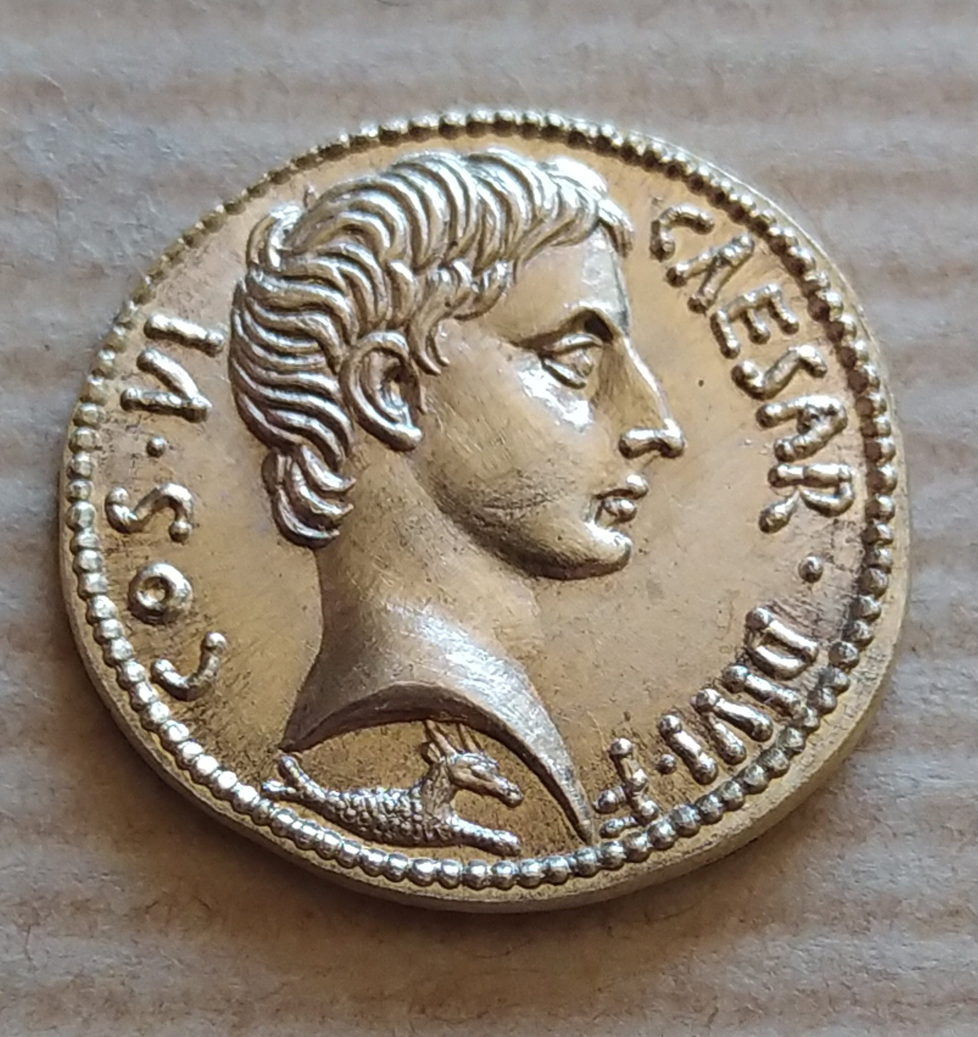 Rare Octavian Augustus Coin, Ancient Roman Empire Denarius Coin, Silver Plated Coin Replica, Reproduction Roman Coin