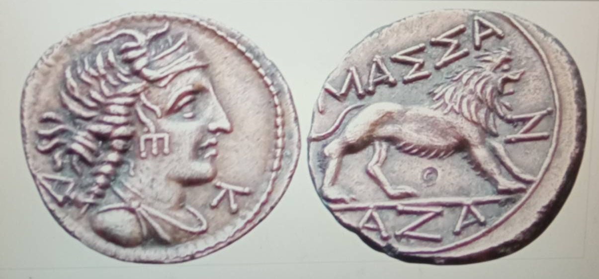 2 boucles d'oreilles reproductions de monnaie grecque antiques denarii monnaie coin Denarius DRACHME MARSEILLE MAZZA crochet argent 925 – Image 4
