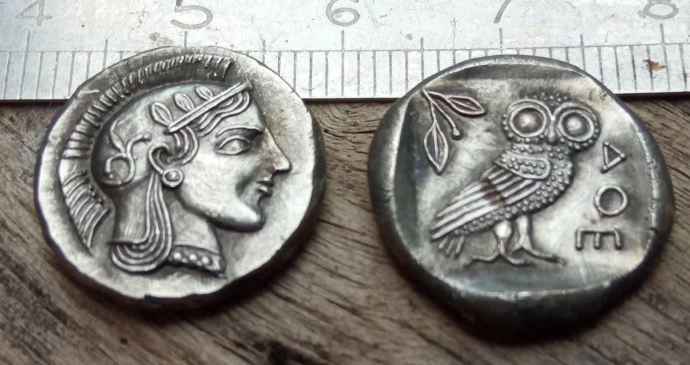 lot de 3. DRACHME TÉTRADRACHME Decadrachme chouette ATHÉNA Athèna Attica Athens monnaie coin – Image 3