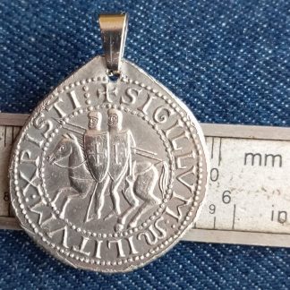 Sceau Templier Abraxas Αβραξας Abrasax ou encore Abracax Knights Templar Seal Masonic 1 médaille en métal blanc, plaqué argent