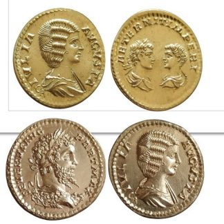 Reproductions de monnaies antiques solidus de Julia domna Caracalla et Geta,Septimius Severus