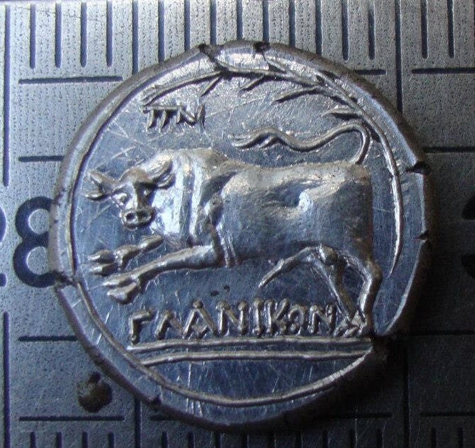 Reproductions de monnaie Grecque antiques denarii monnaie coin Denarius Drachme Glanum obole Ø 16 mm (±) – Image 3