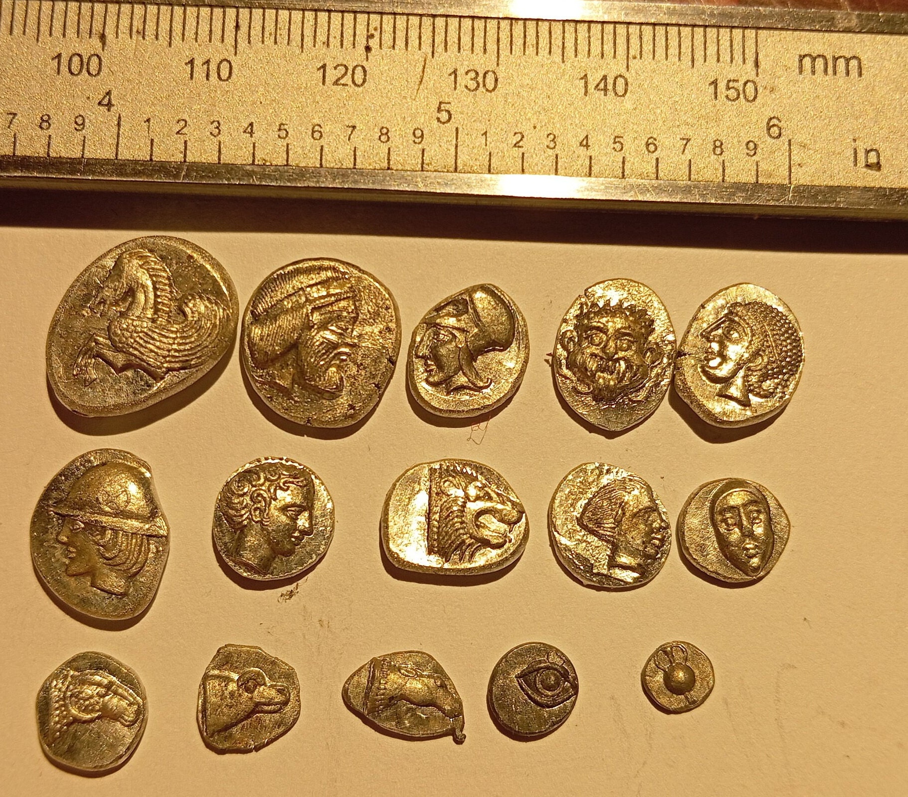 Reproduction monnaies grecques Carré creux Hémitétartémorion Tétartémorion Hémiobole Tritartémorion Obole Trihémiobole Diobole Hémidrachme..