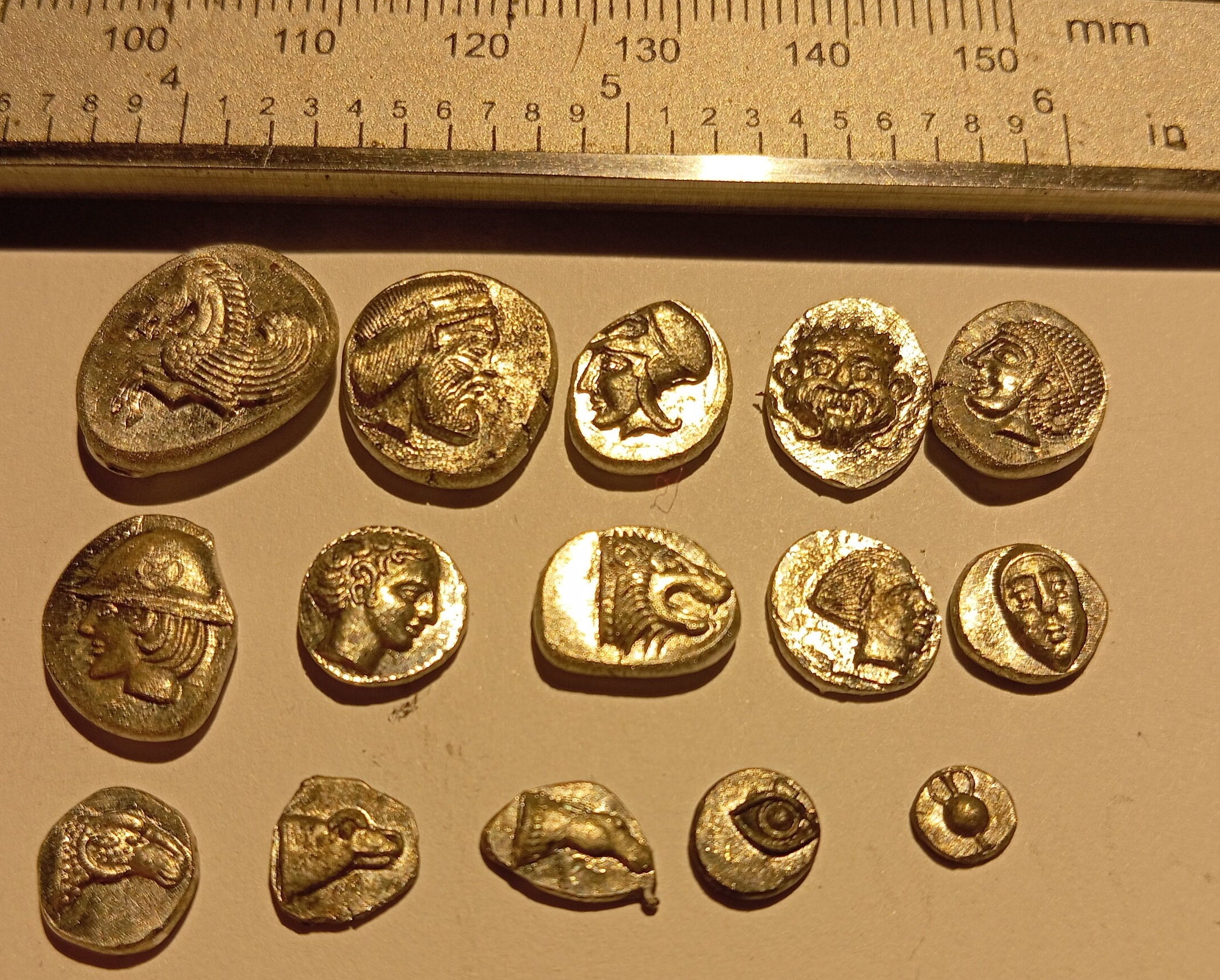 Reproduction monnaies grecques Carré creux Hémitétartémorion Tétartémorion Hémiobole Tritartémorion Obole Trihémiobole Diobole Hémidrachme.. – Image 2