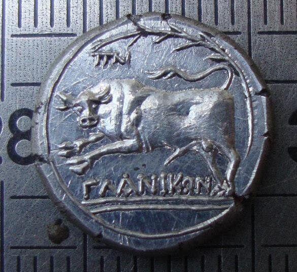 Reproductions de monnaie Grecque antiques denarii monnaie coin Denarius Drachme Glanum obole Ø 16 mm (±) – Image 4