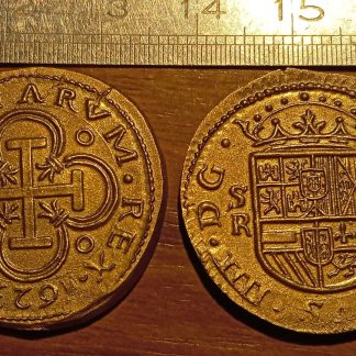 Reproductions de monnaies antiques Double escudos pistole philippe iv d'espagne. Pirate coin. jewelry