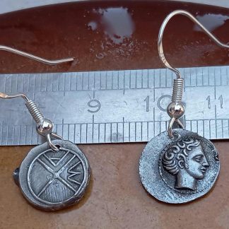 Boucles d'oreilles monnaies grecques obole De MARSEILLE drachme chaque pièce est unique. crochet Argent 925