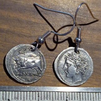 Monnaie grecque antiques Dachme de Glanum 2 Boucles d'oreilles crochet argent 925 reproductions