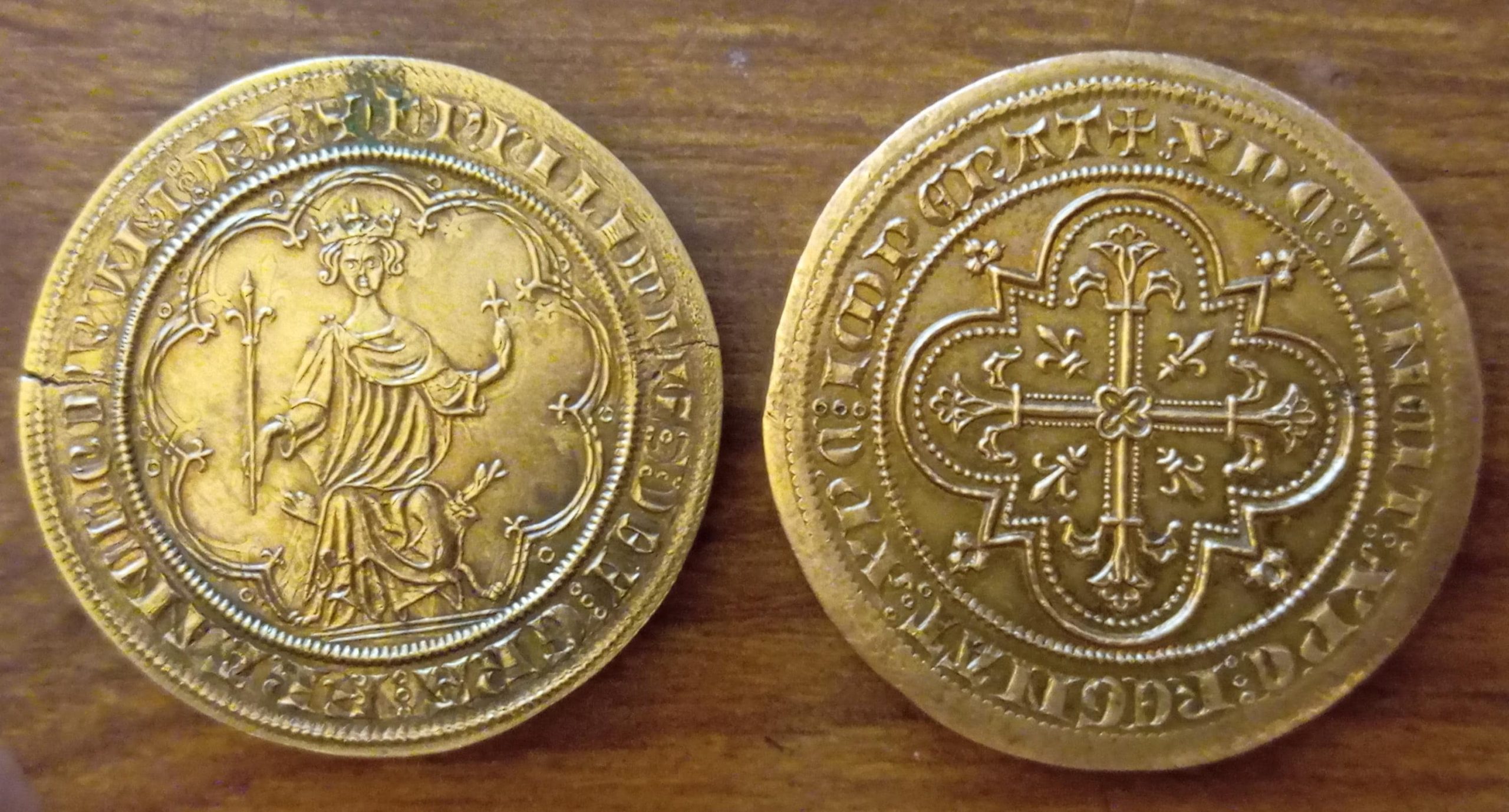 Lot de 5 Monnaies Royales (Reproduction) | Écu Saint Louis, Masse d'or Philippe IV, Agnel, Florin Provence, Denier St Louis | Fait Main – Image 2