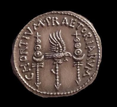 Reproductions monnaies antiques denier Marc-Antoine, Le VI ou Leg X ou chortis -Speculatorum ou Praetoriarum au choix. – Image 4
