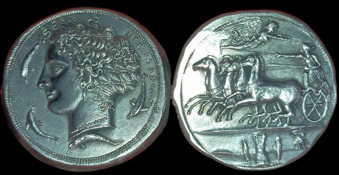 Reproduction Décadrachme Grec de Syracuse, Pièce d'Aréthuse Signée Kimon, Grèce Antique – Image 10