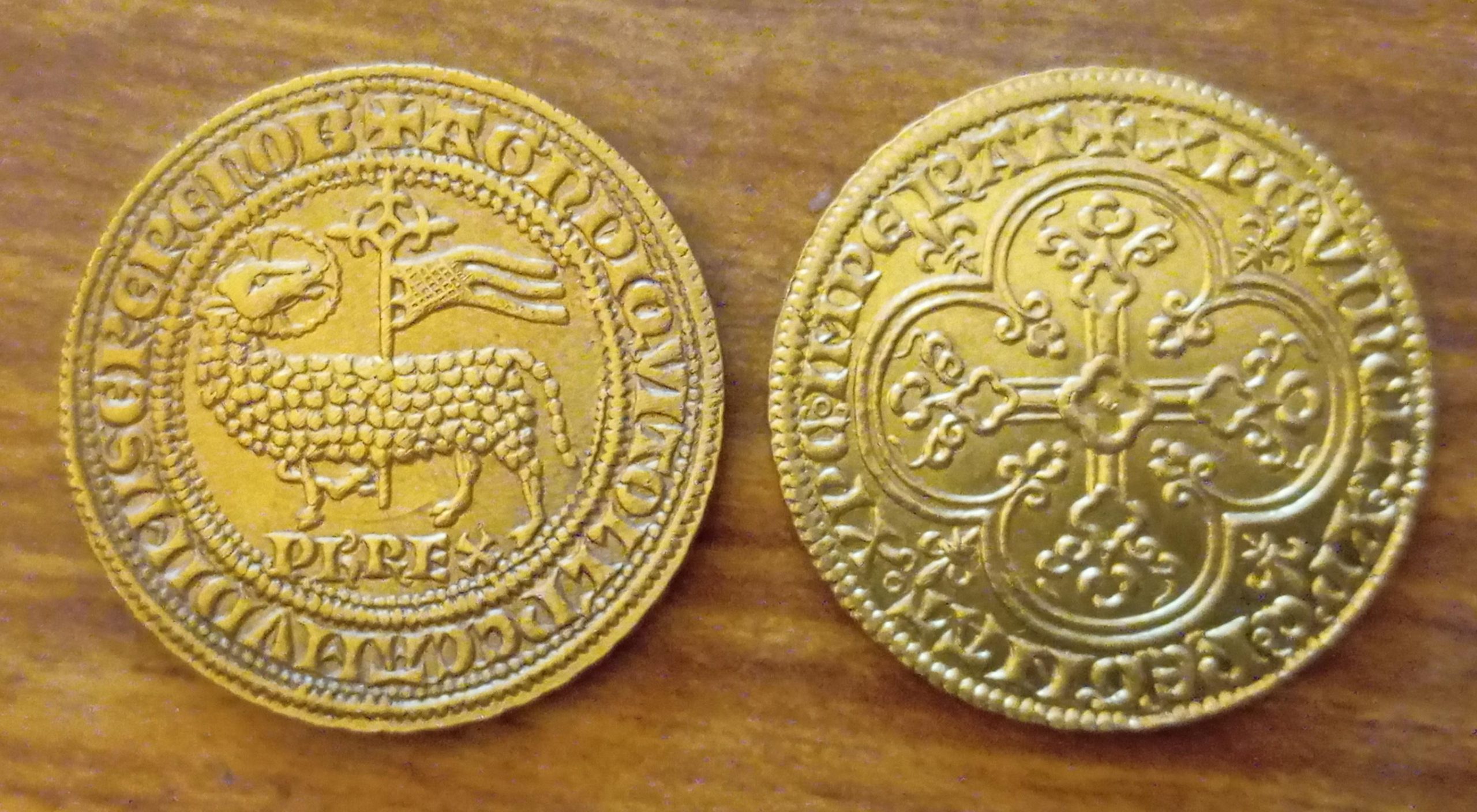 Lot de 5 Monnaies Royales (Reproduction) | Écu Saint Louis, Masse d'or Philippe IV, Agnel, Florin Provence, Denier St Louis | Fait Main – Image 3