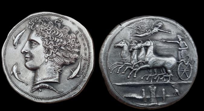 Reproduction Décadrachme Grec de Syracuse, Pièce d'Aréthuse Signée Kimon, Grèce Antique – Image 4