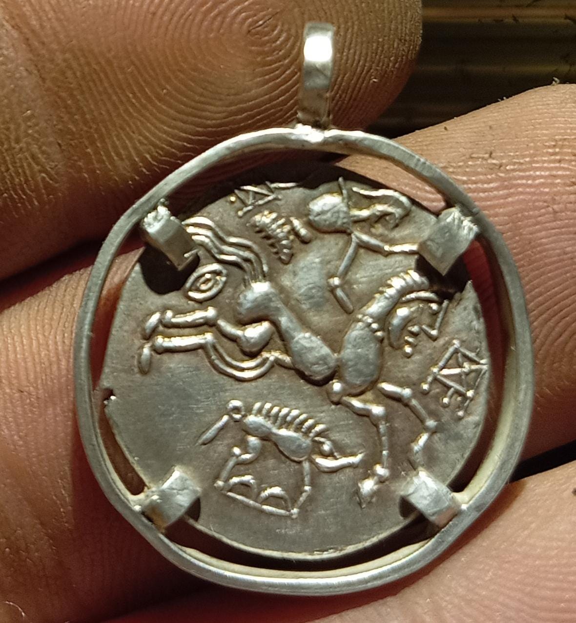 Reproductions monnaies Gaulois Baïocasses ou OSIMIES SANGLIERS denarii coin Denarius antiques STATERE en Argent – Image 2