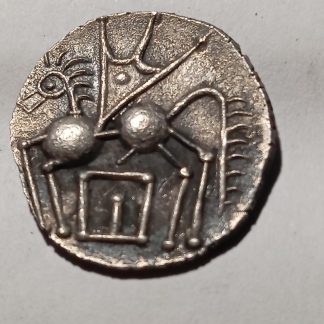 Reproduction en étain plaqué argent – Drachme des Élusates (Gers) au cheval – Gravée main en France