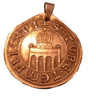 Médaille Templière plaquée argent – Sceau du Dôme du Rocher – Gravée main – Knights Templar Seal Masonic pendant