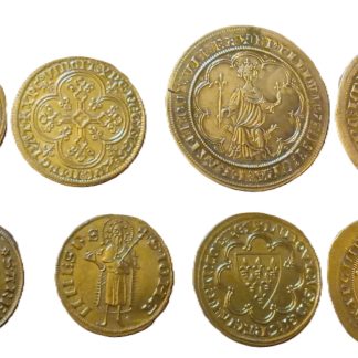 Lot de 5 Monnaies Royales (Reproduction) | Écu Saint Louis, Masse d'or Philippe IV, Agnel, Florin Provence, Denier St Louis | Fait Main