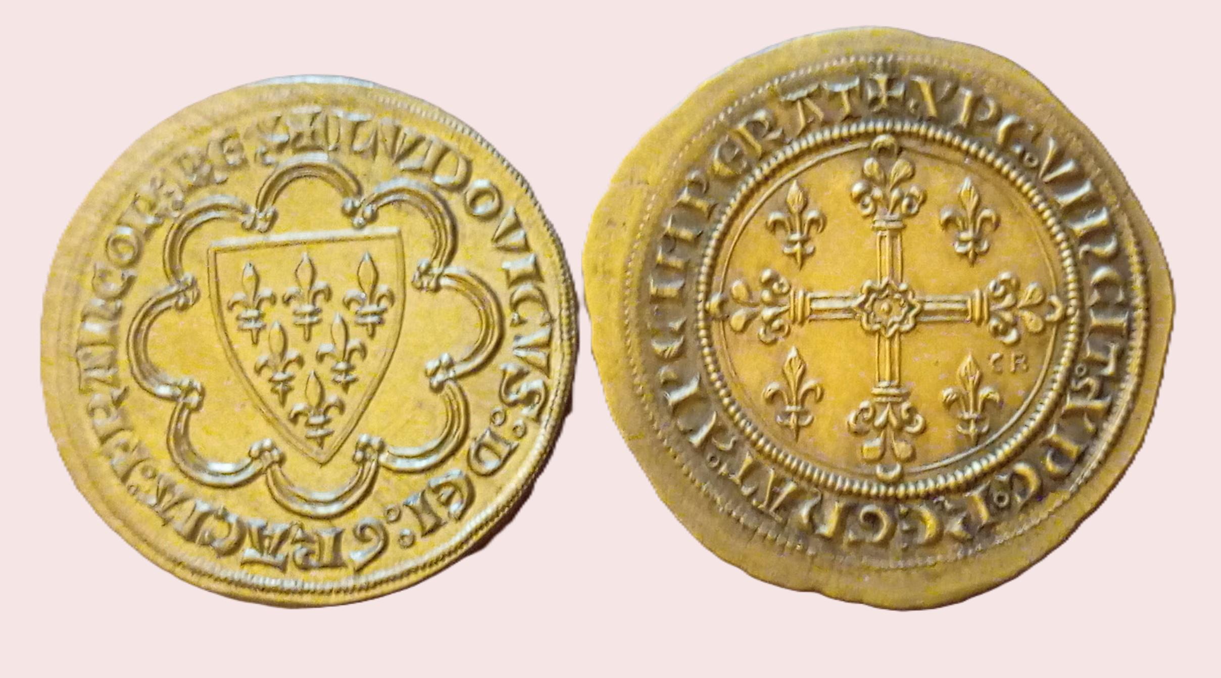 Lot de 5 Monnaies Royales (Reproduction) | Écu Saint Louis, Masse d'or Philippe IV, Agnel, Florin Provence, Denier St Louis | Fait Main – Image 7